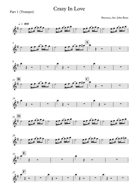 Crazy In Love Wedding Band Arrangement Horns Rhythm Sheet Music