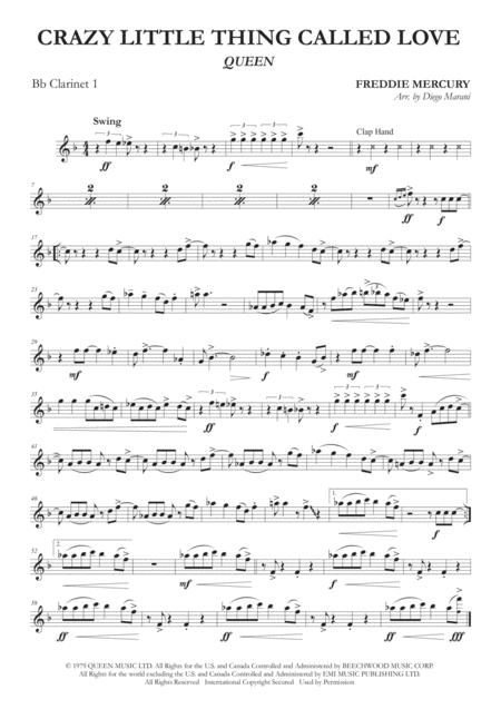 Crazy Little Thing Called Love For Clarinet Quartet Sheet Music