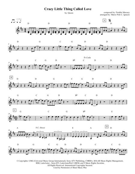 Free Sheet Music Crazy Little Thing Called Love Lead Sheet Queen