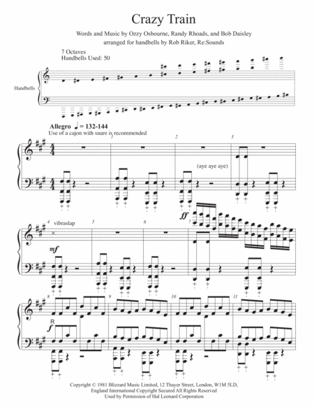 Crazy Train Sheet Music