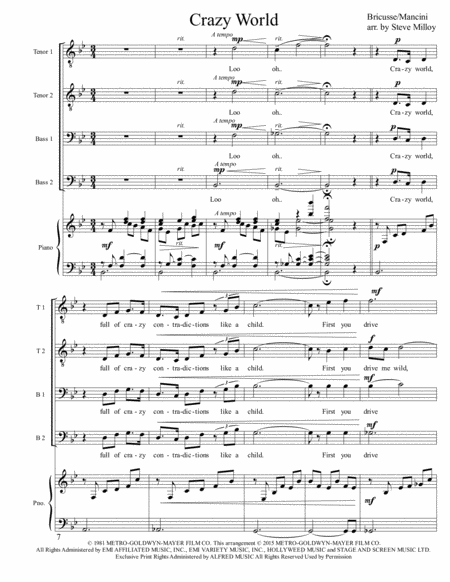 Free Sheet Music Crazy World