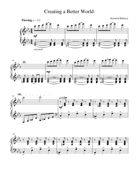 Free Sheet Music Creating A Better World