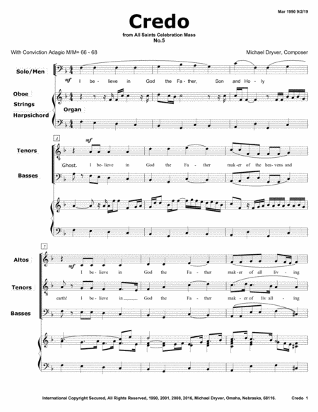 Credo From All Saints Celebration Mass Sheet Music