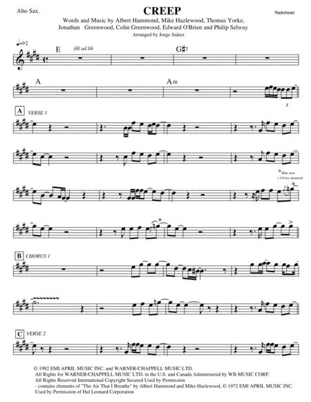 Creep Alto Sax Sheet Music