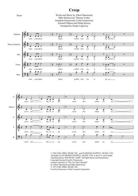 Free Sheet Music Creep Choral Smatb