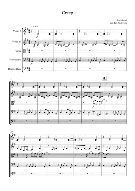 Creep String Quintet String Orchestra Sheet Music