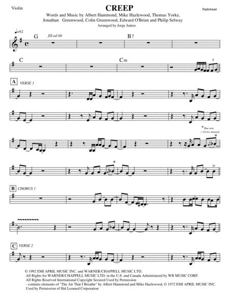 Free Sheet Music Creep Violin