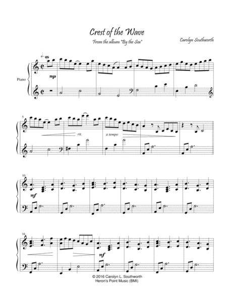 Free Sheet Music Crest Of The Wave