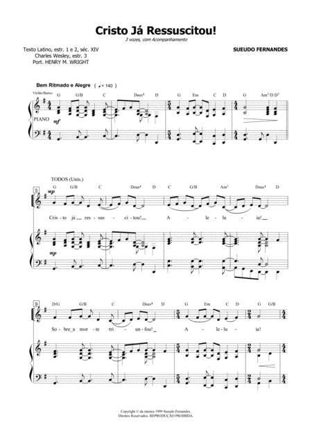 Free Sheet Music Cristo J Ressuscitou