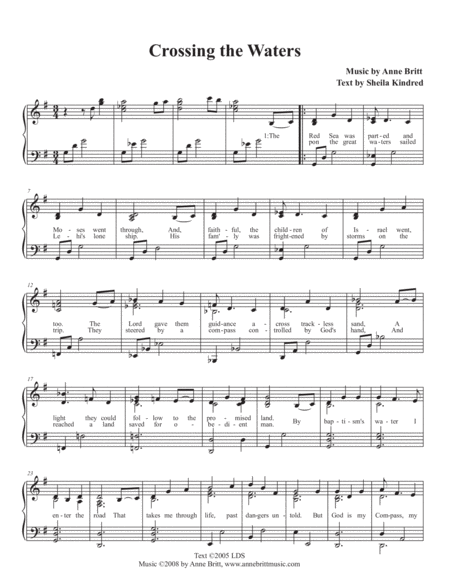 Crossing The Waters Solo Unison Sheet Music