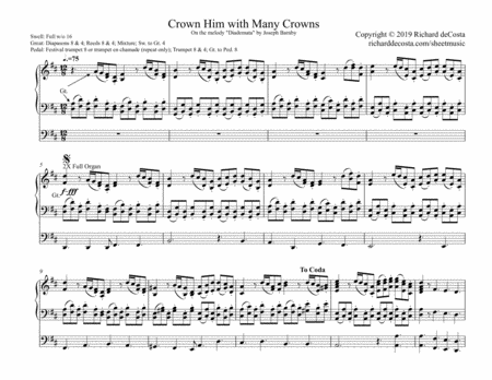 Crown Him With Many Cowns Diademata For Organ Sheet Music