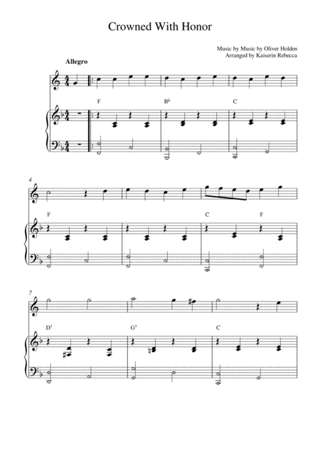 Free Sheet Music Crowned With Honor