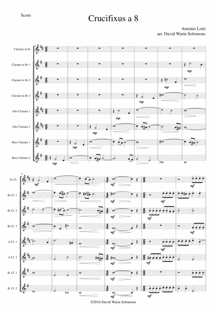 Crucifixus A 8 For Clarinet Choir Sheet Music