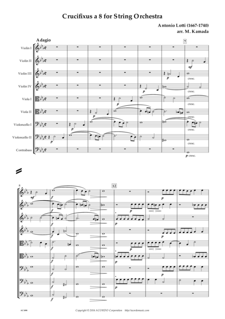 Free Sheet Music Crucifixus A 8 For String Orchestra