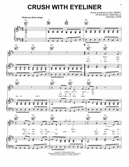 Free Sheet Music Crush With Eyeliner