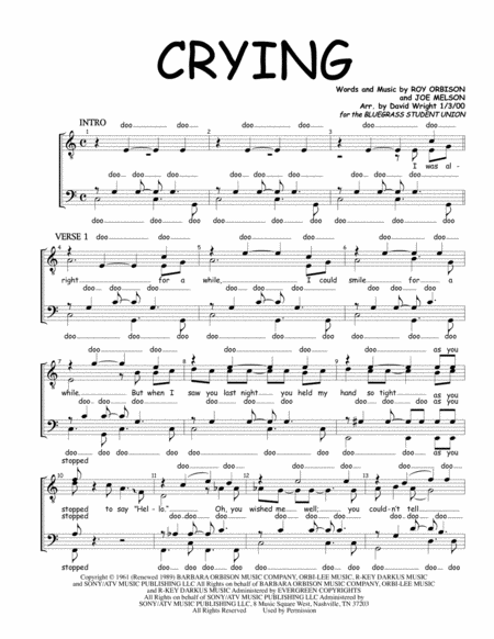 Free Sheet Music Crying Chorus Pricing