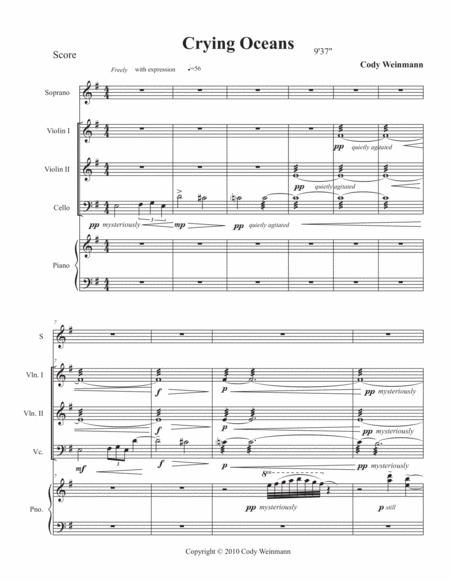 Crying Oceans Full Score Score Only Sheet Music