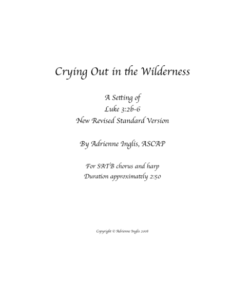 Crying Out In The Wilderness Sheet Music