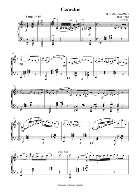 Free Sheet Music Csrds For Piano Vittorio Monti