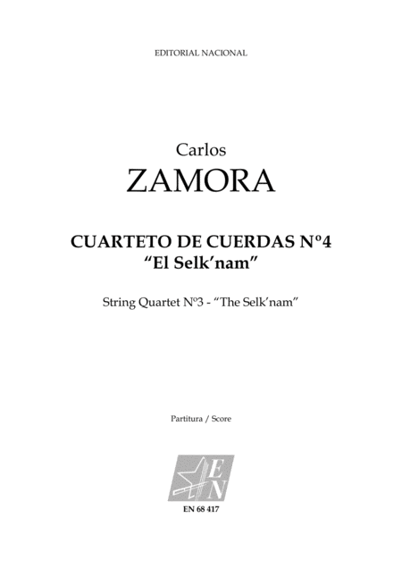 Cuarteto De Cuerdas N 4 El Selk Nam String Quartet N 4 The Selk Nam Sheet Music