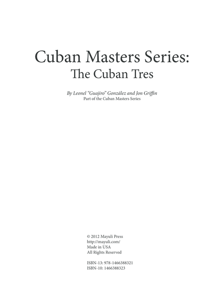 Cuban Masters Series The Cuban Tres Sheet Music