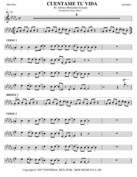 Free Sheet Music Cuentame Tu Vida Alto Sax