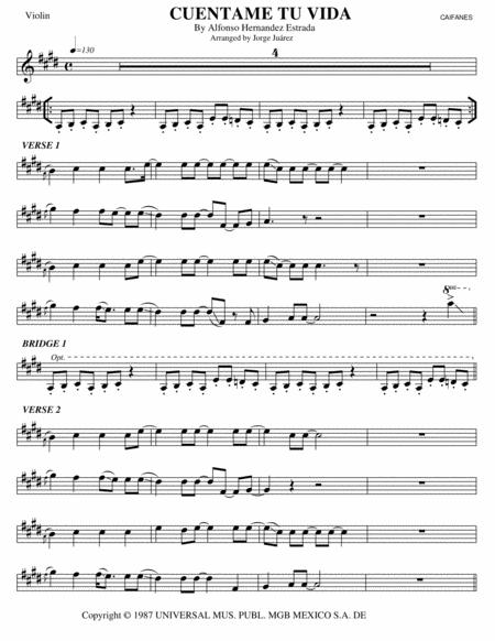 Free Sheet Music Cuentame Tu Vida Violin