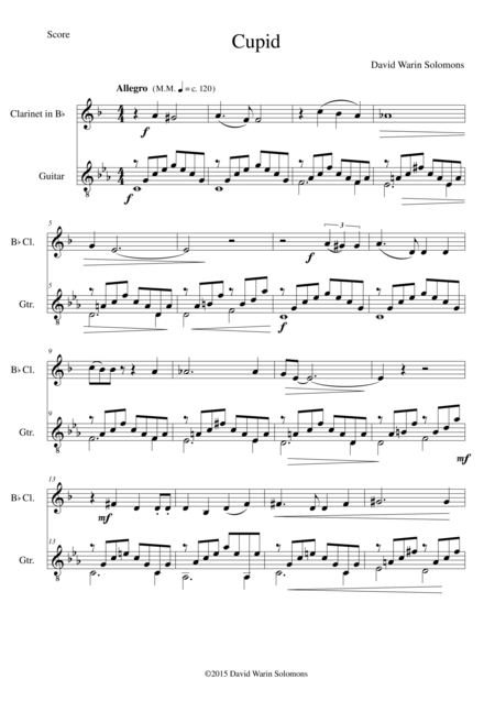 Cupid For Clarinet And Guitar Sheet Music