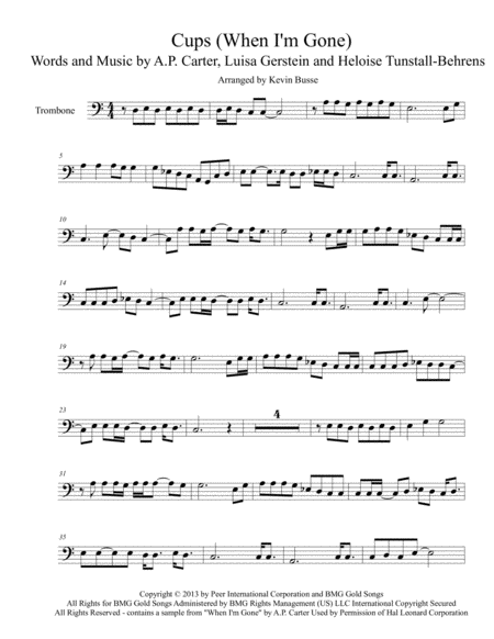 Cups When I M Gone Trombone Sheet Music