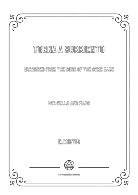 Free Sheet Music Curtis Torna A Surriento For Cello And Piano