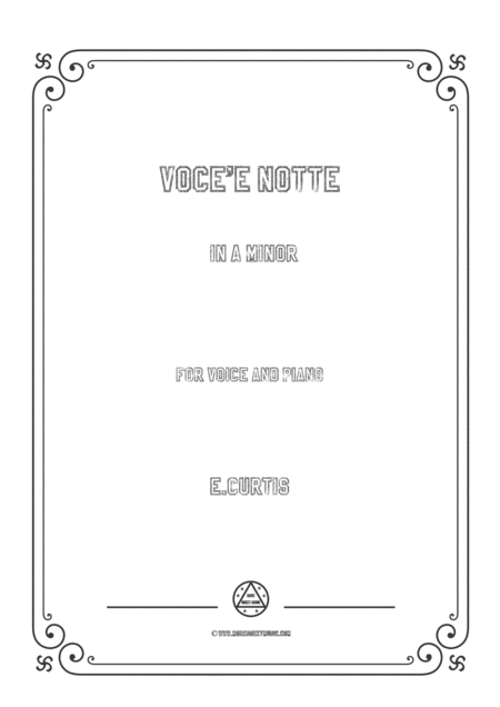 Free Sheet Music Curtis Voce E Notte In A Minor For Voice And Piano