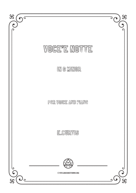 Curtis Voce E Notte In G Minor For Voice And Piano Sheet Music