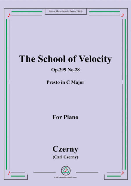Free Sheet Music Czerny The School Of Velocity Op 299 No 28 Presto In C Major For Piano