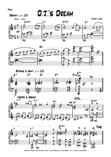 D Js Dream Latin Samba Lead Sheet Sheet Music