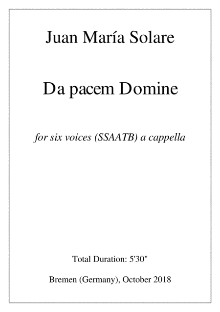 Da Pacem Domine 6 Part Choir Ssaatb Sheet Music