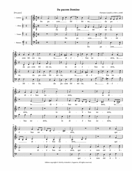 Free Sheet Music Da Pacem Domine Canali