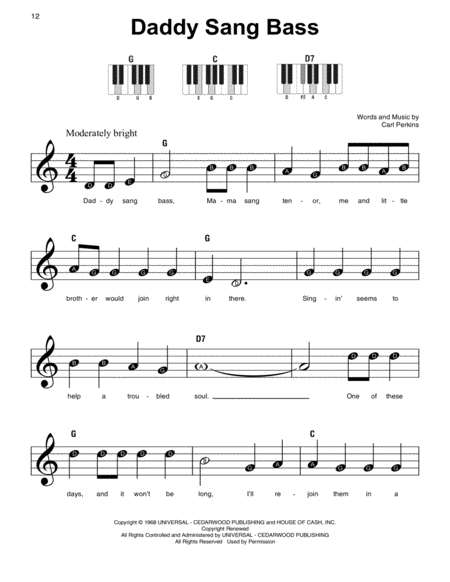 Daddy Sang Bass Sheet Music