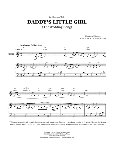 Free Sheet Music Daddys Little Girl The Wedding Song Version 1