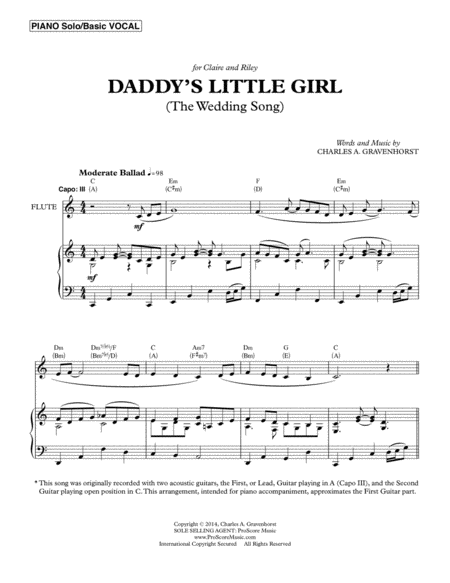 Free Sheet Music Daddys Little Girl The Wedding Song Version 2