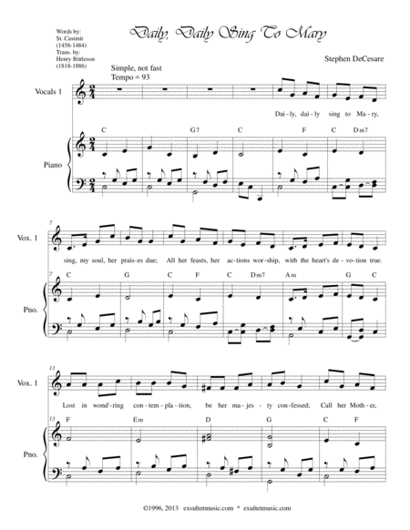 Daily Daily Sing To Mary Sheet Music