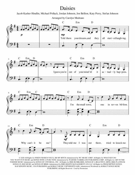 Free Sheet Music Daisies Intermediate Piano