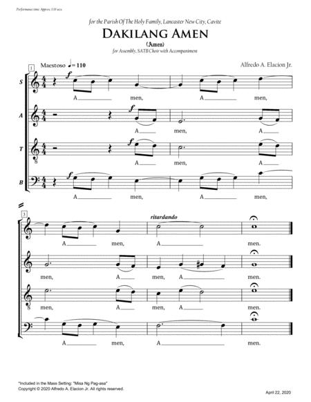 Dakilang Amen Misa Ng Pag Asa Sheet Music