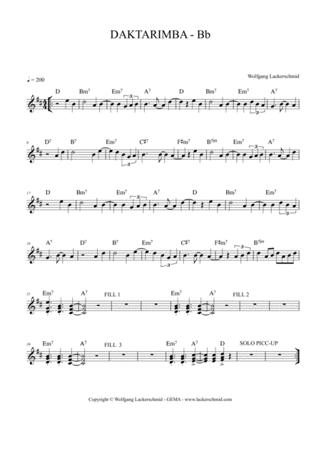 Daktarimba For Bb Instruments Sheet Music