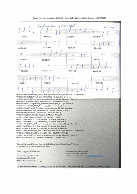 Dance Hip Hop Saxophone 4 F 4 4 Music By Troy Anthony Platt Reference 4721052019 Sheet Music