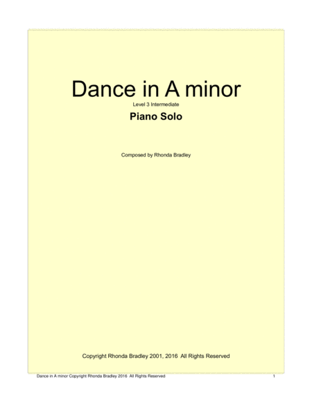 Free Sheet Music Dance In A Minor Intermediate Piano Solo