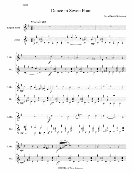 Dance In Seven Four For Cor Anglais And Guitar Sheet Music