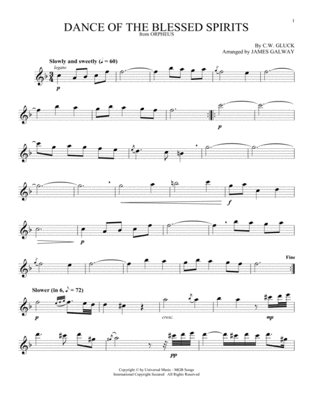 Free Sheet Music Dance Of The Blessed Spirits