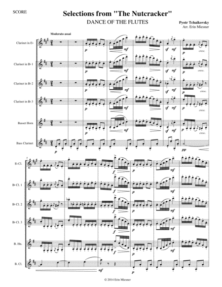 Free Sheet Music Dance Of The Flutes From The Nutcracker For Clarinet Quartet