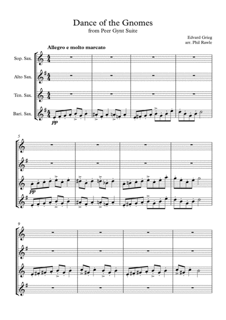 Free Sheet Music Dance Of The Gnomes Peer Gynt