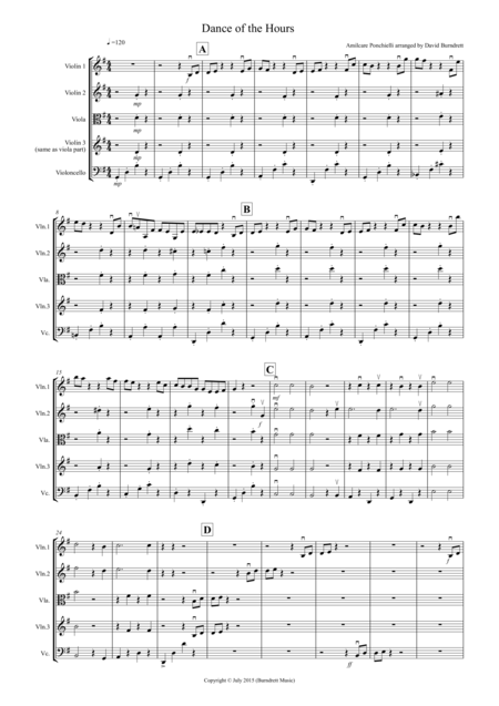 Free Sheet Music Dance Of The Hours For String Quartet